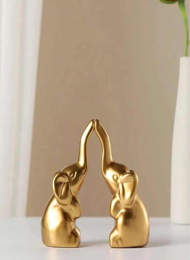 VRB Dec مجموعة VRB Dec 1 لتزيين مكتب الدراسة أو المكتب، قطعة فنية رائعة، هدية، إكسسوارات تزيين، قطع ديكور منزلية ((قطعتان من الفيل الذهبي)) - Image 5